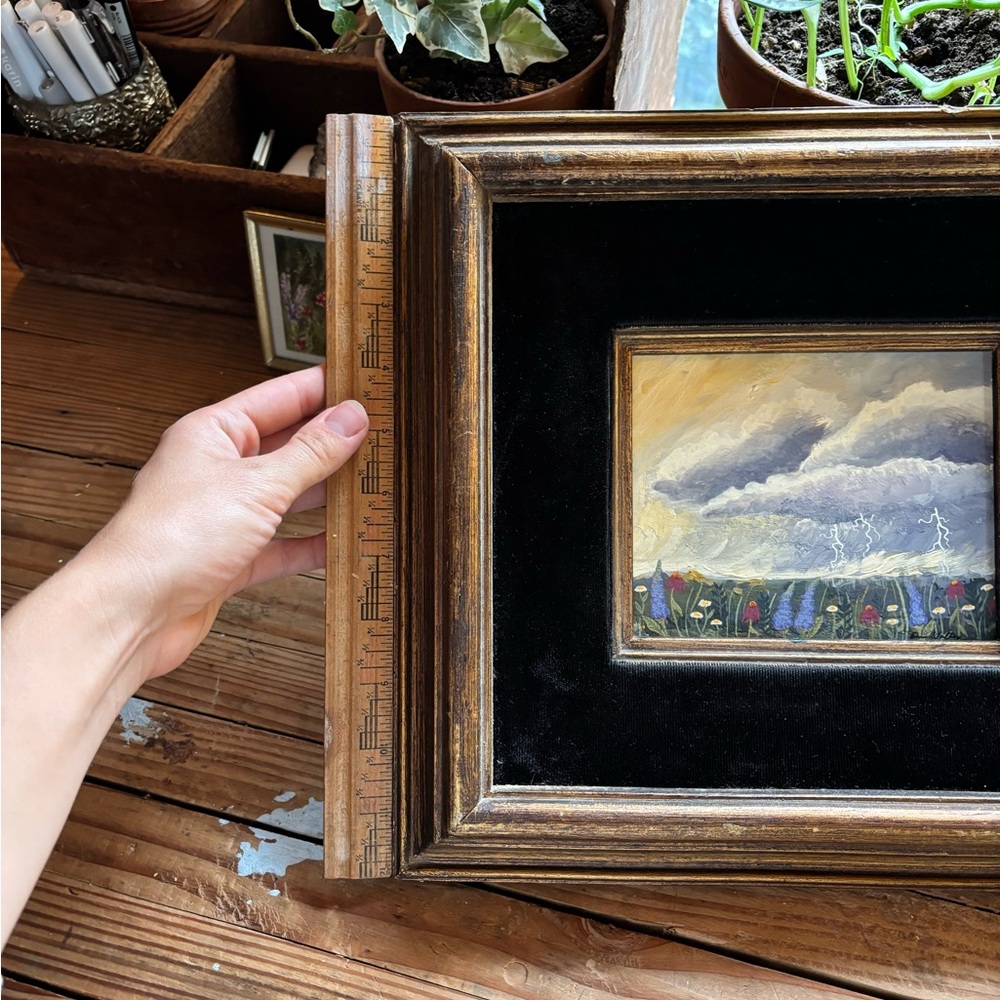 Original Thunderstorm Painting with Vintage Frame - Picture 7 of 11